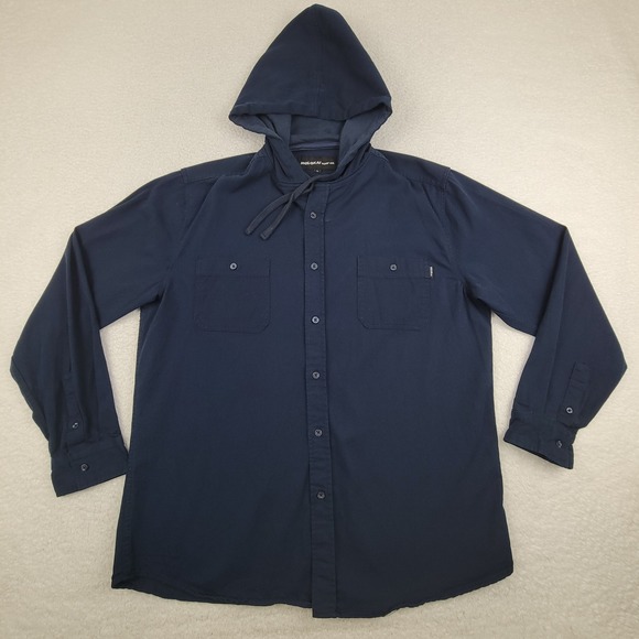 Molokai Surf Co Shirt Mens Large Blue Hooded Button Down Casual Long Sleeve‎ - Picture 1 of 8